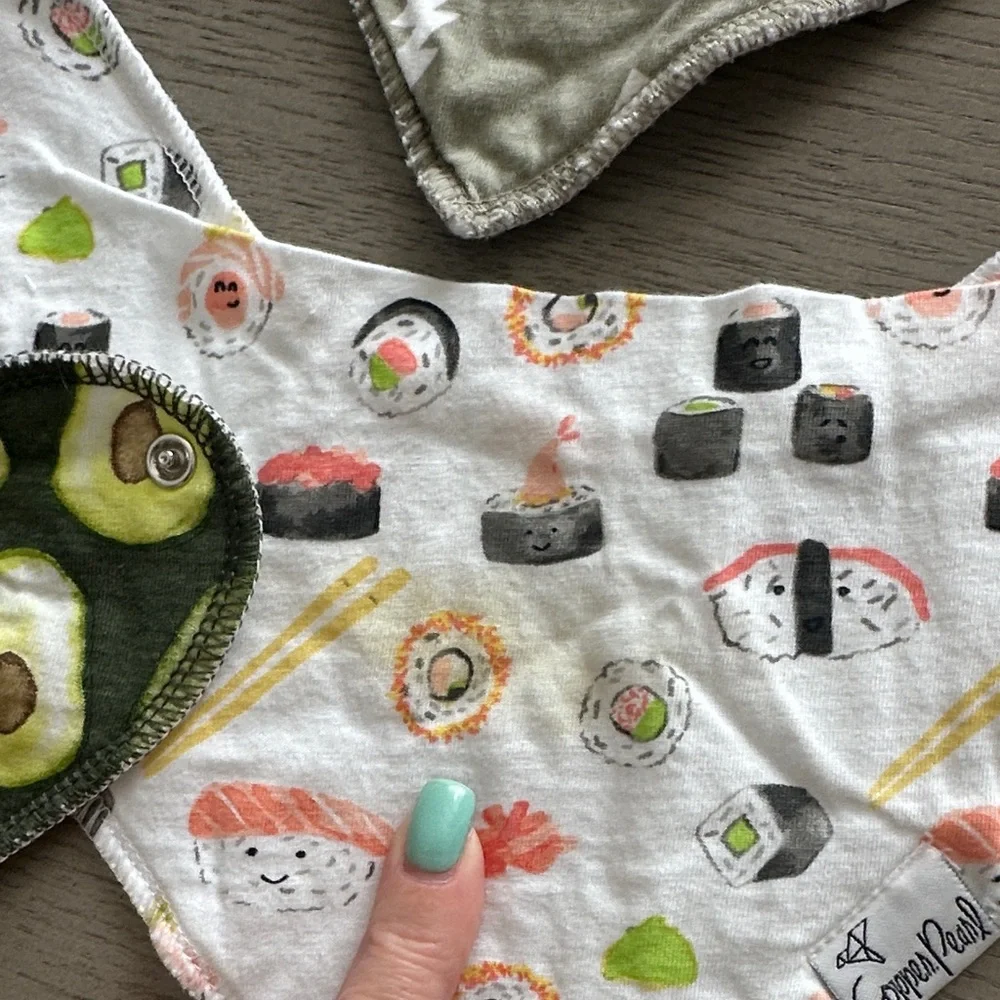 Assorted Green & Gray Baby Bandana Bibs - Pack of 7